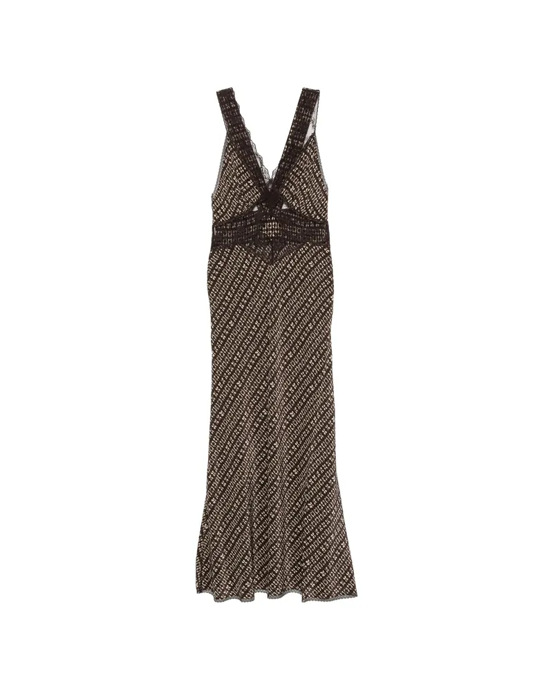 SIR Lace-panelled Printed Maxi Dress Brown
