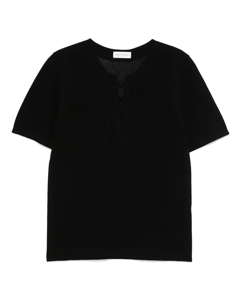 Dries van Noten Open-knit T-shirt Black