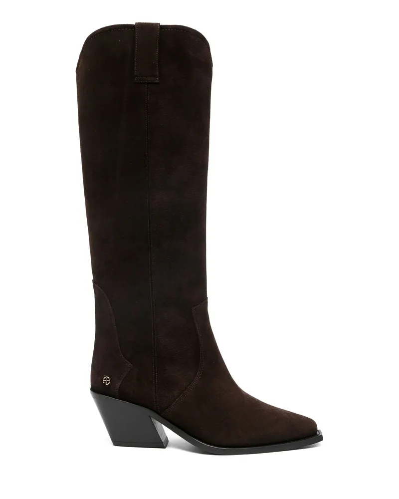 Anine Bing 70mm Tania Suede Knee-high Boots Brown