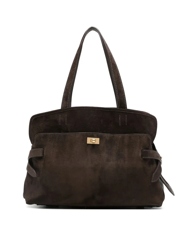 Anya Hindmarch Strap-detail Suede Tote Bag Brown