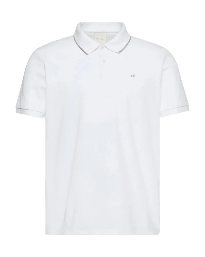 Calvin Klein Trim Logo-detail Polo Shirt White