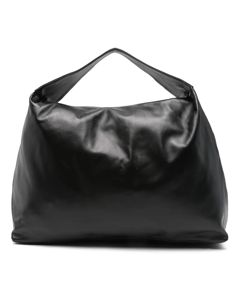 GIMAGUAS Leather External-pocket Shoulder Bag Black