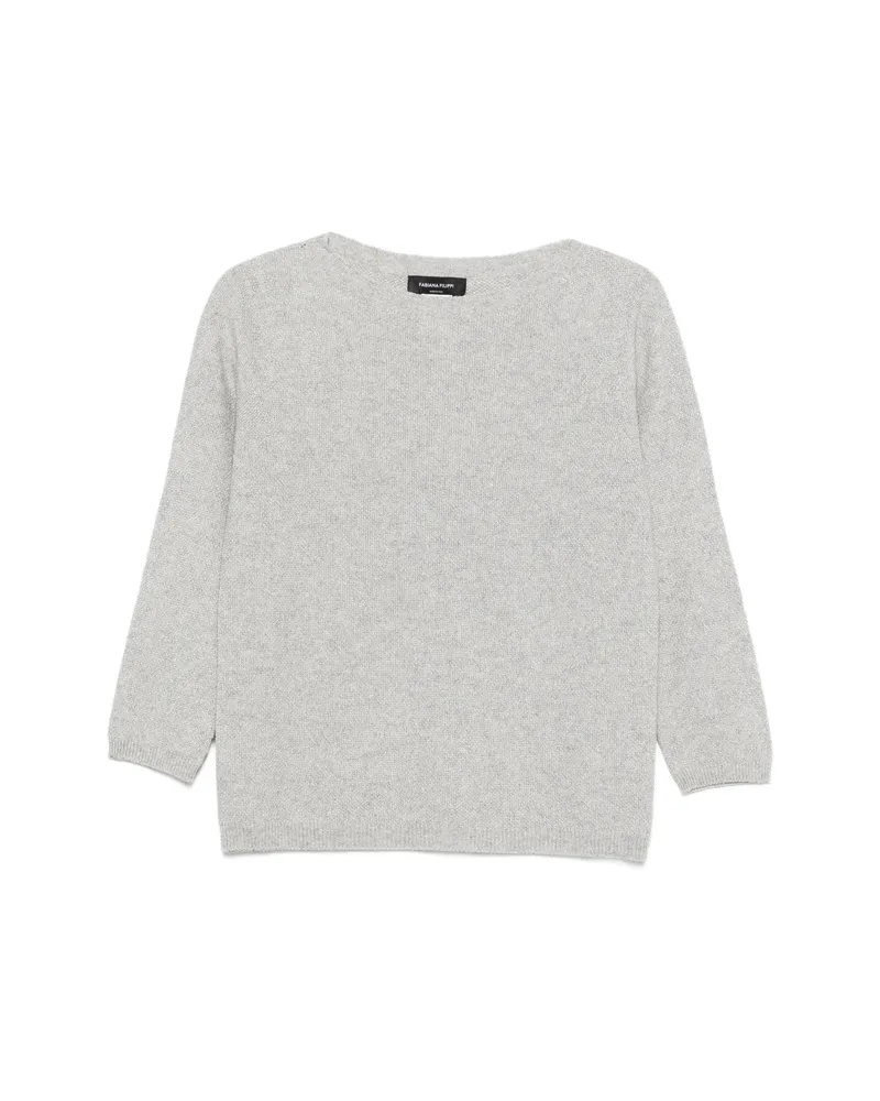 Fabiana Filippi Boat-neck Three-quarter Sleeve Sweater Grey
