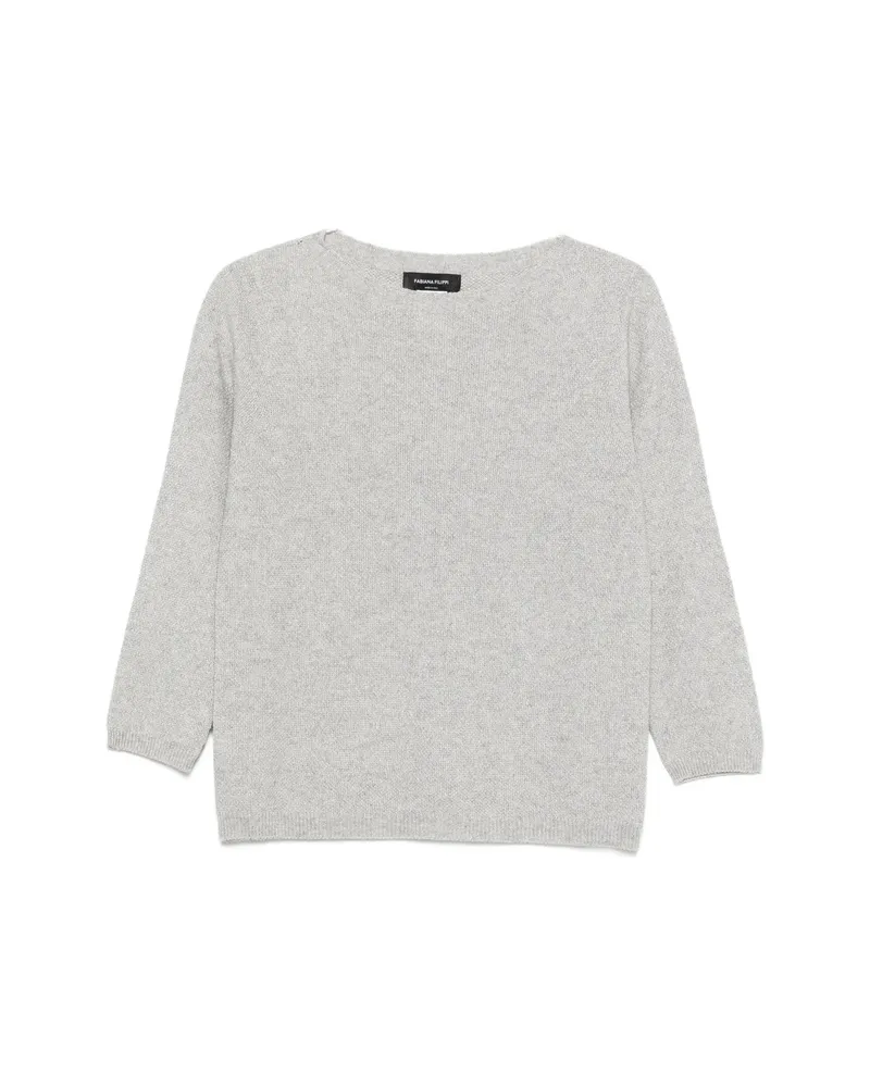 Fabiana Filippi Boat-neck Three-quarter Sleeve Sweater Grey