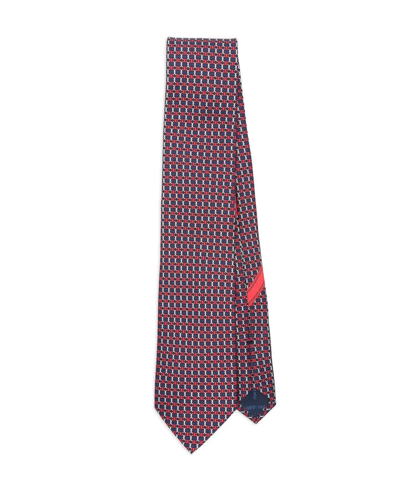 Ferragamo Geometric-pattern Silk Tie Blue