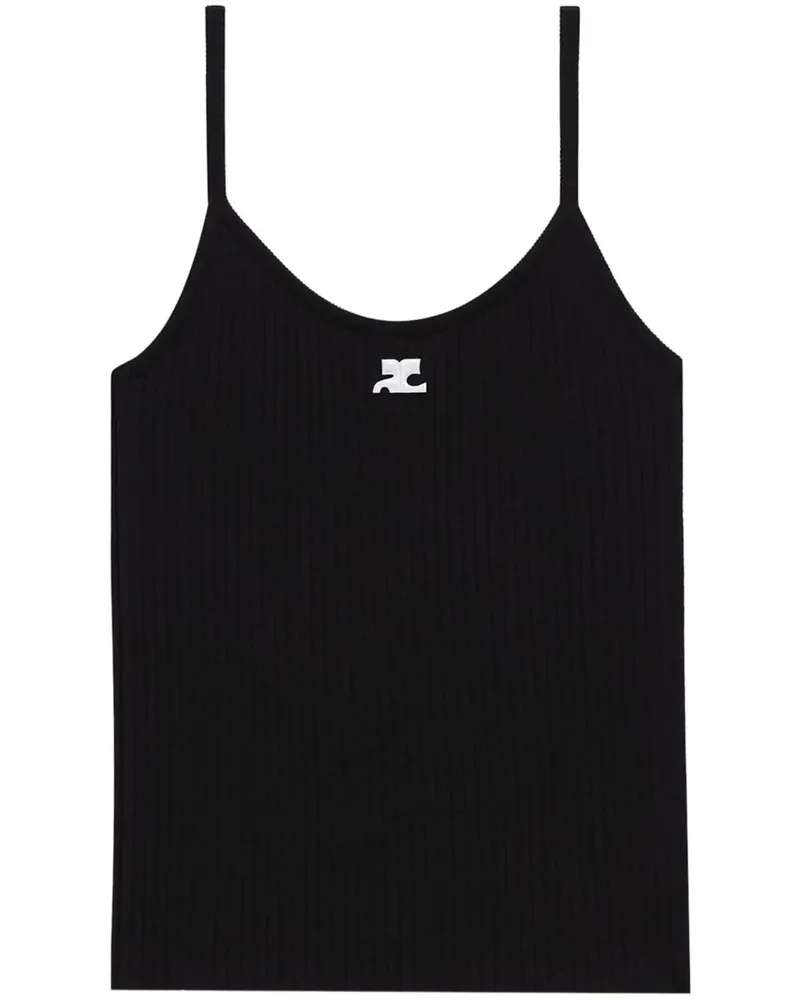 Courrèges Reedition Ribbed Tank Top Black