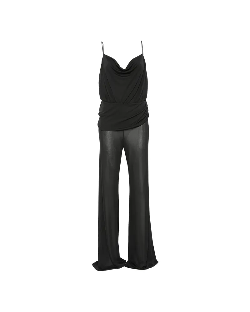 ANDAMANE Carla Draped Cowl-neck Jumpsuit Black