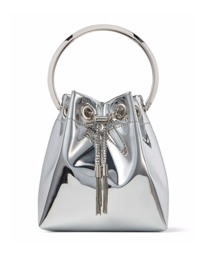 Jimmy Choo Bon Bon Metallic-effect Bucket Bag Silver