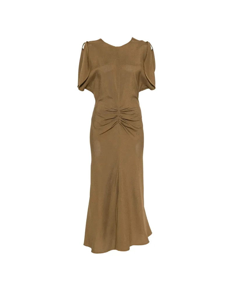Victoria Beckham Bela Ruched Midi Dress Green