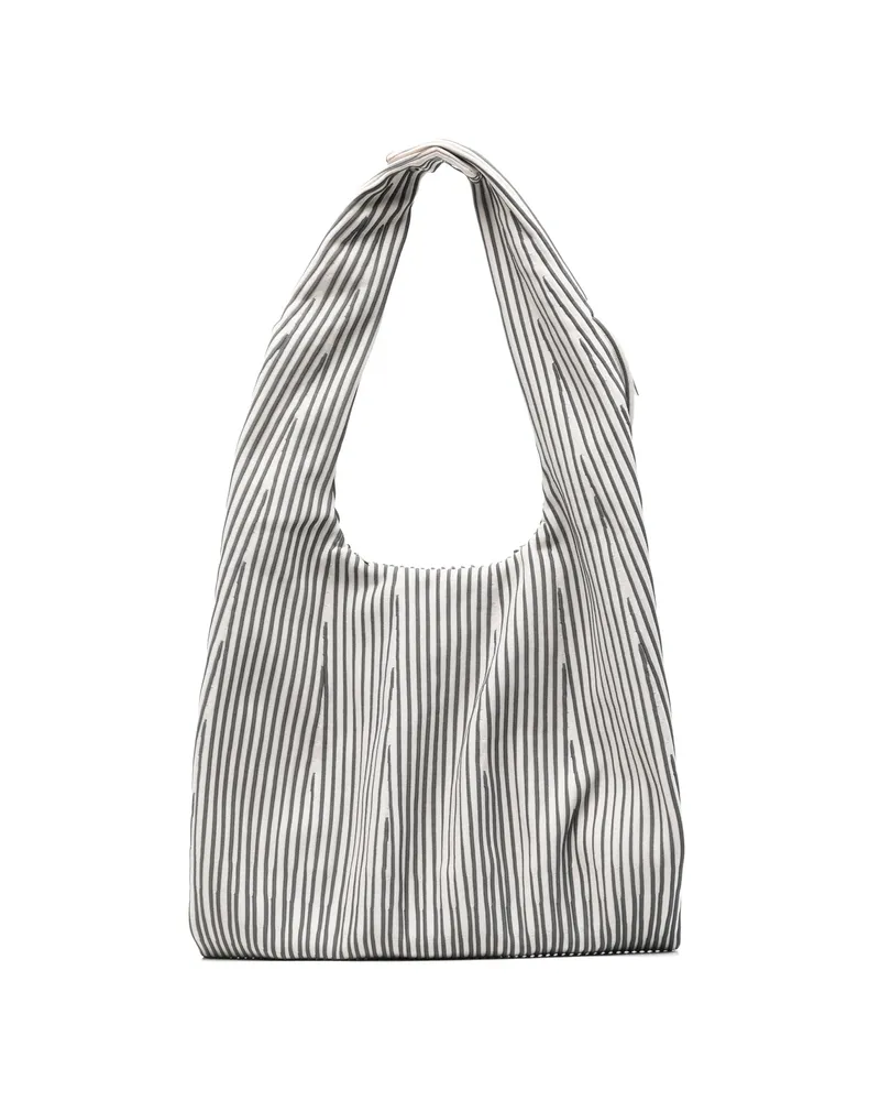 CFCL Large Dayfuku Striped Pleated Shoulder Bag Neutrals