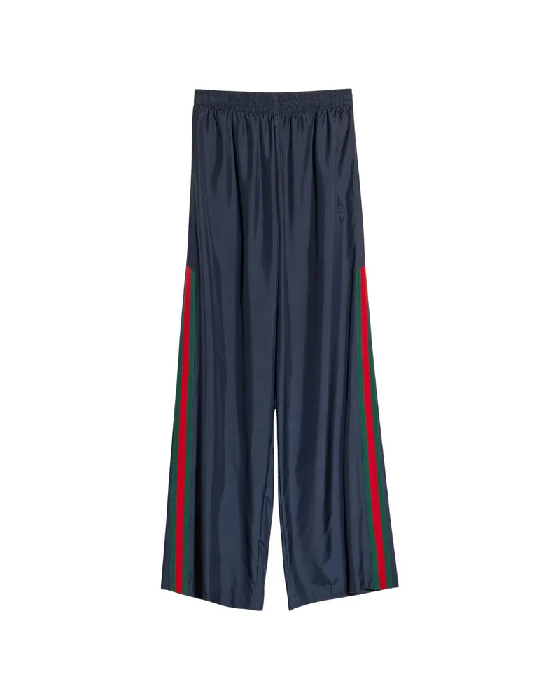 Gucci Web-stripe Silk Trousers Blue