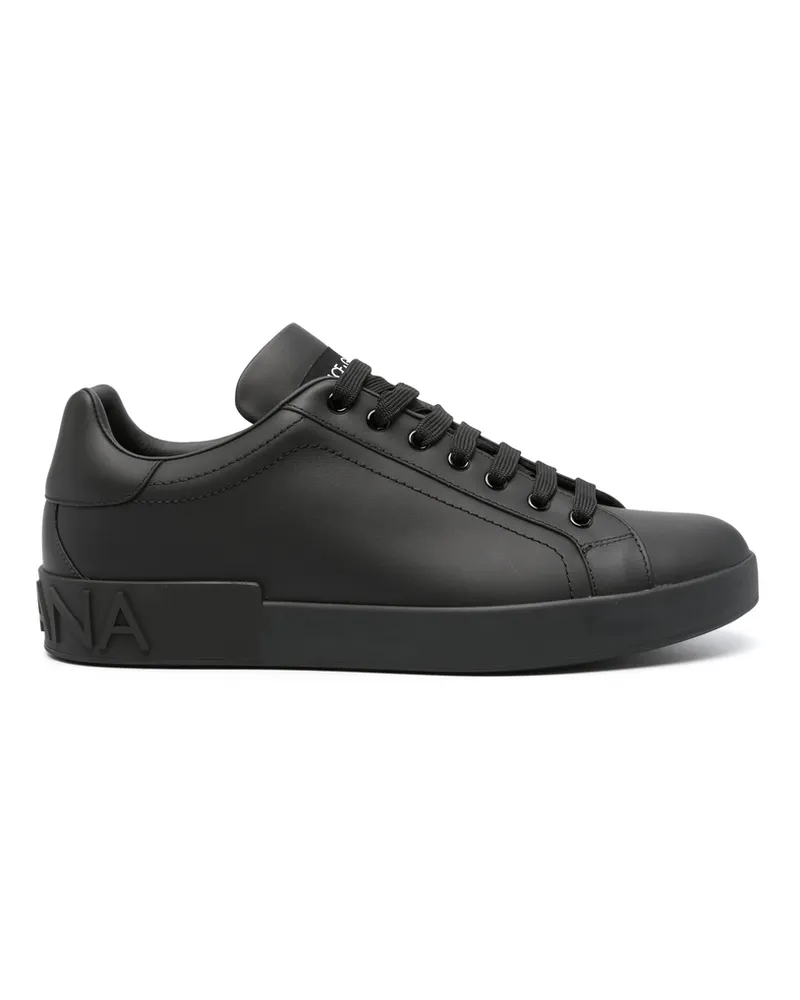 Dolce & Gabbana Portofino Leather Sneakers Black