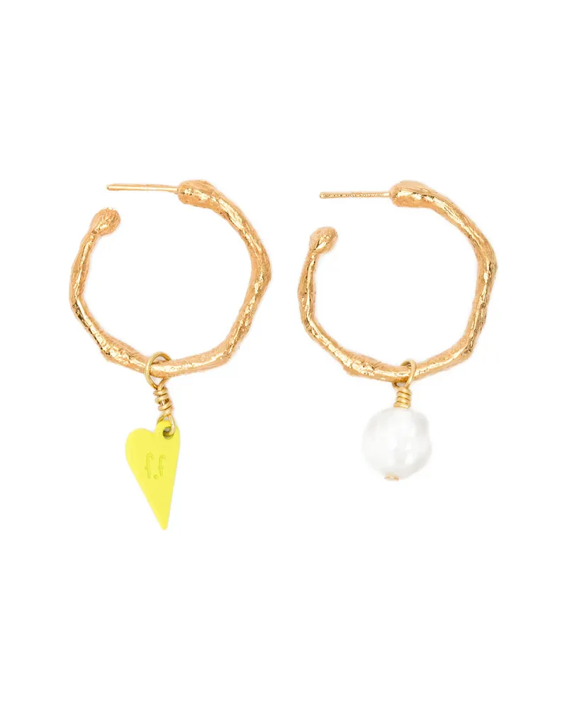 forte_forte Heart-charm Hoop Earrings Gold