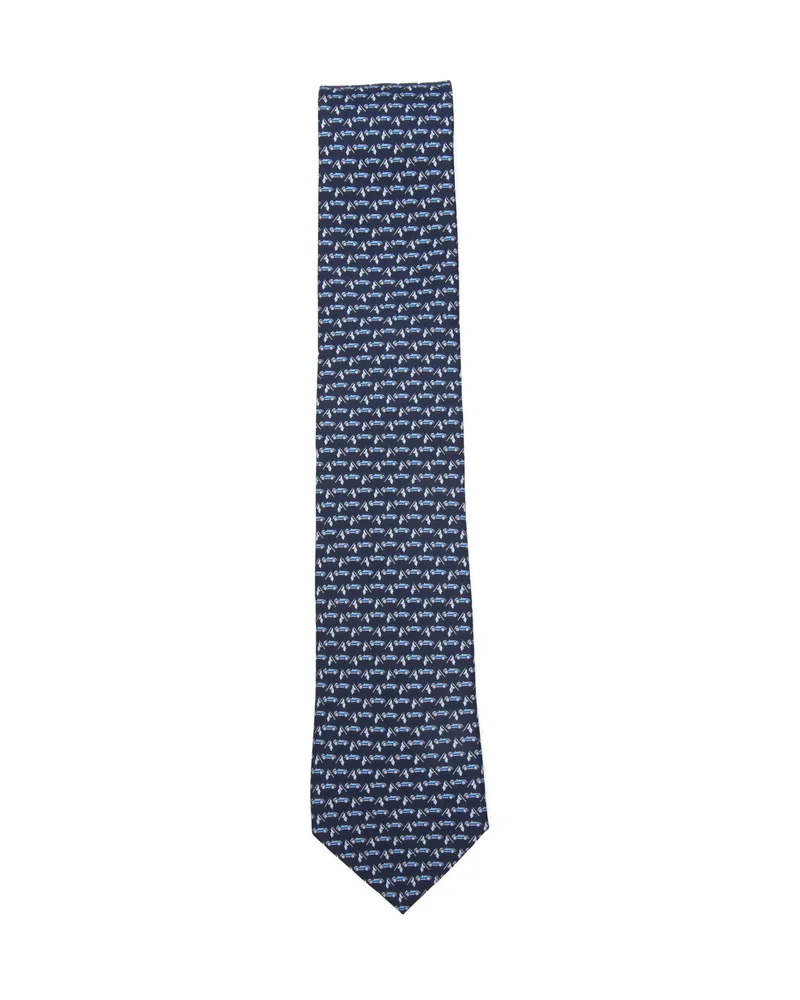 Ferragamo Race-patterned Tie Blue
