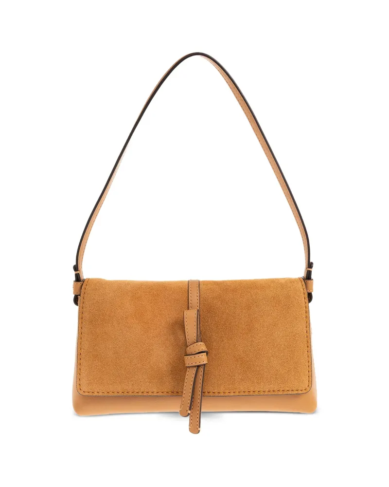 Kate Spade Small Loop Suede-panelled Knotted Shoulder Bag Orange