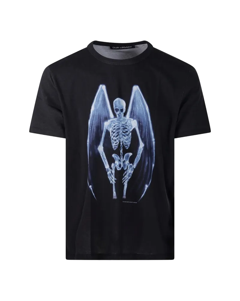 Our Legacy Fallen Angel-print Round-neck T-shirt Black
