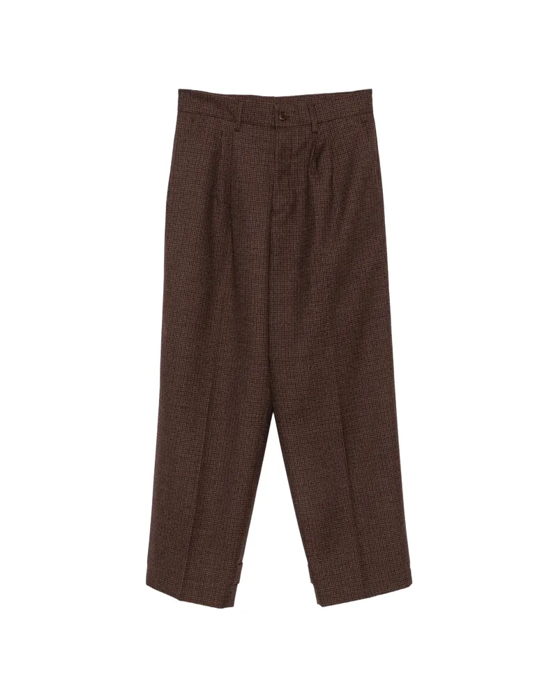 Costumein Checked Button-tab Trousers Brown