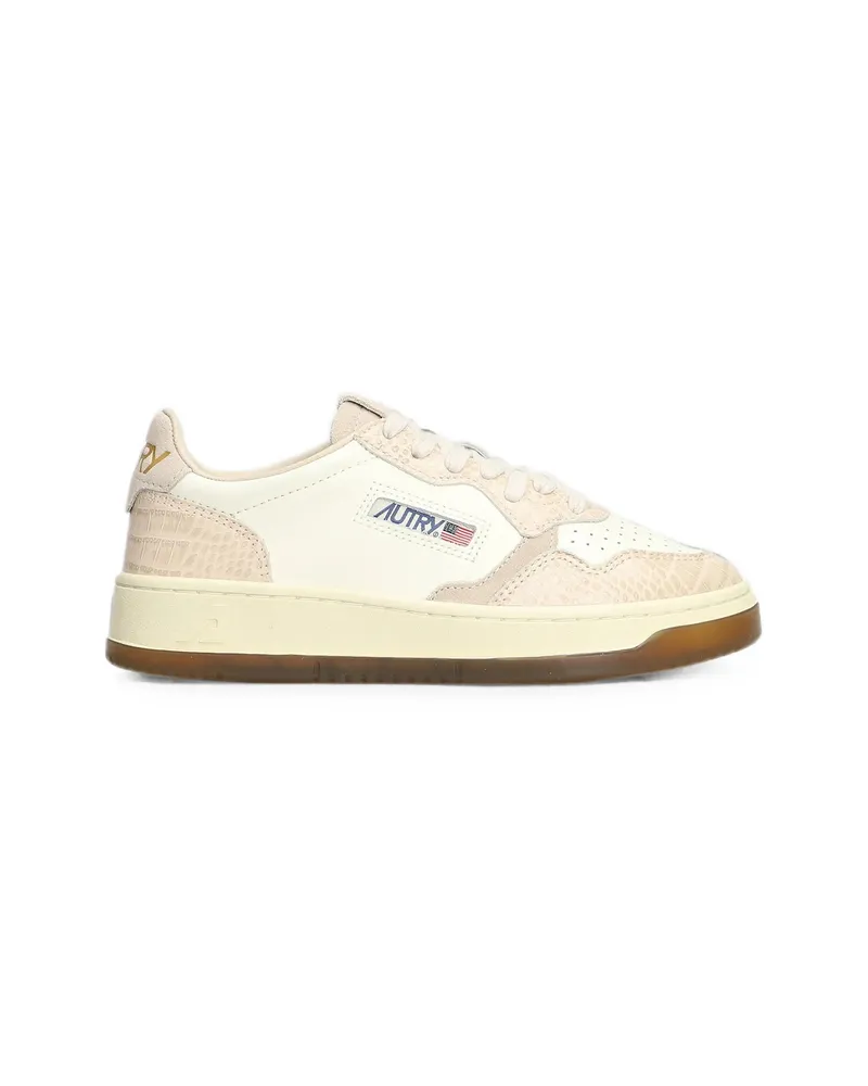 AUTRY Medalist Crocodile-effect Sneakers Neutrals