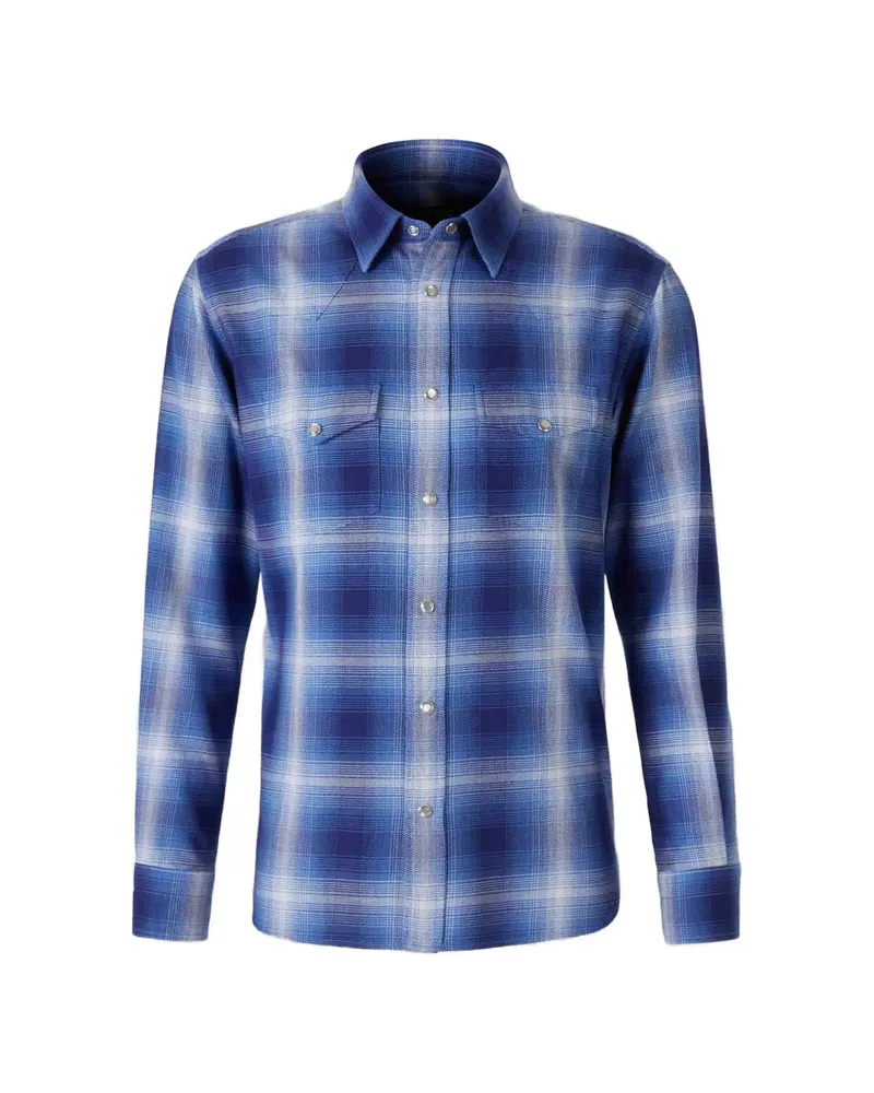 Tom Ford Checked Pocket Shirt Blue