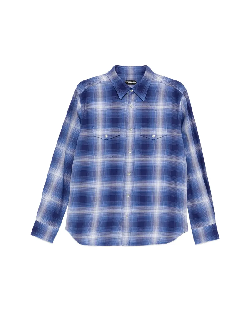 Tom Ford Checked-pattern Shirt Blue