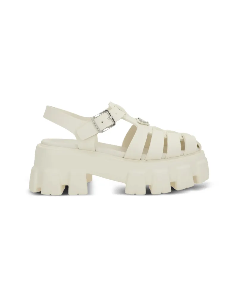 Prada Monolith Buckle Sandals Neutrals