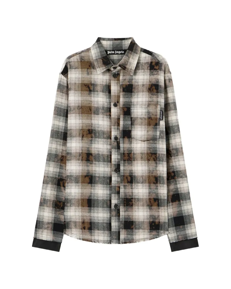 Palm Angels Check-pattern Frayed Shirt Brown