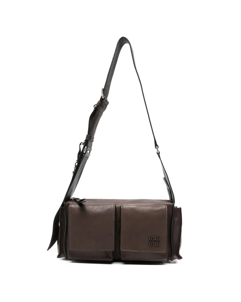 Miu Miu Multi-pockets Crossbody Bag Brown