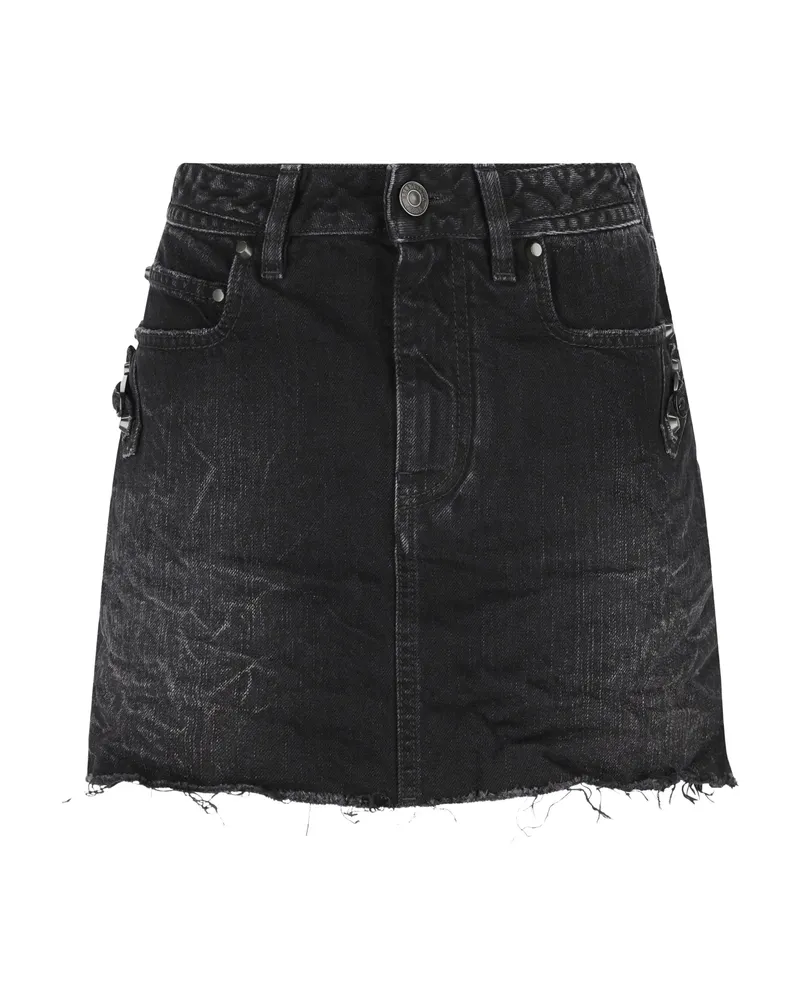 Balenciaga Frayed Denim Skirt Black