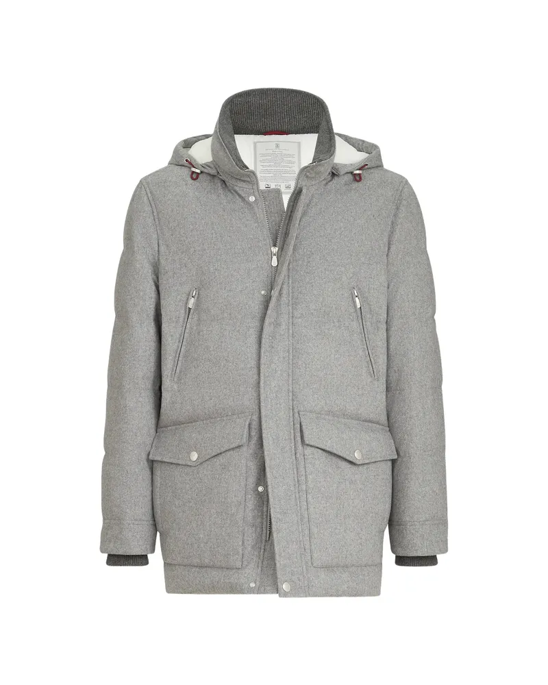 Brunello Cucinelli Padded Hooded Coat Grey