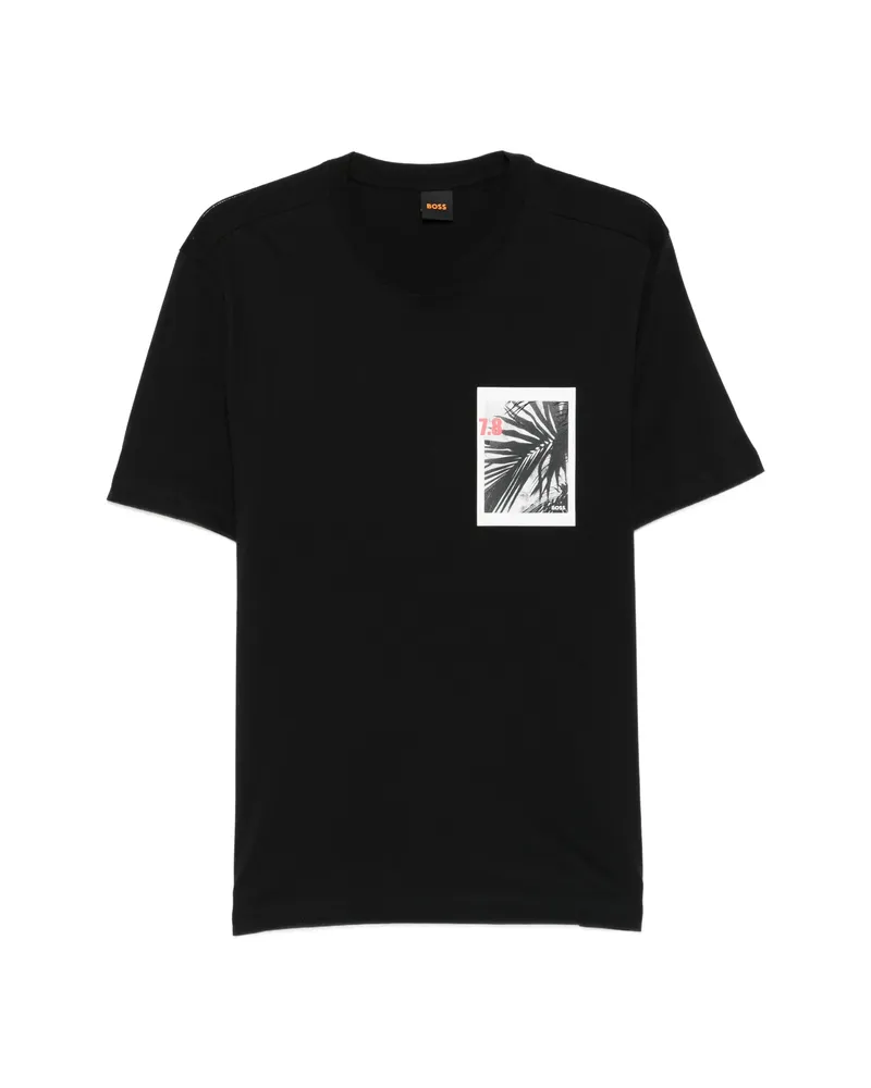 HUGO BOSS Palm-tree Short-sleeve T-shirt Black