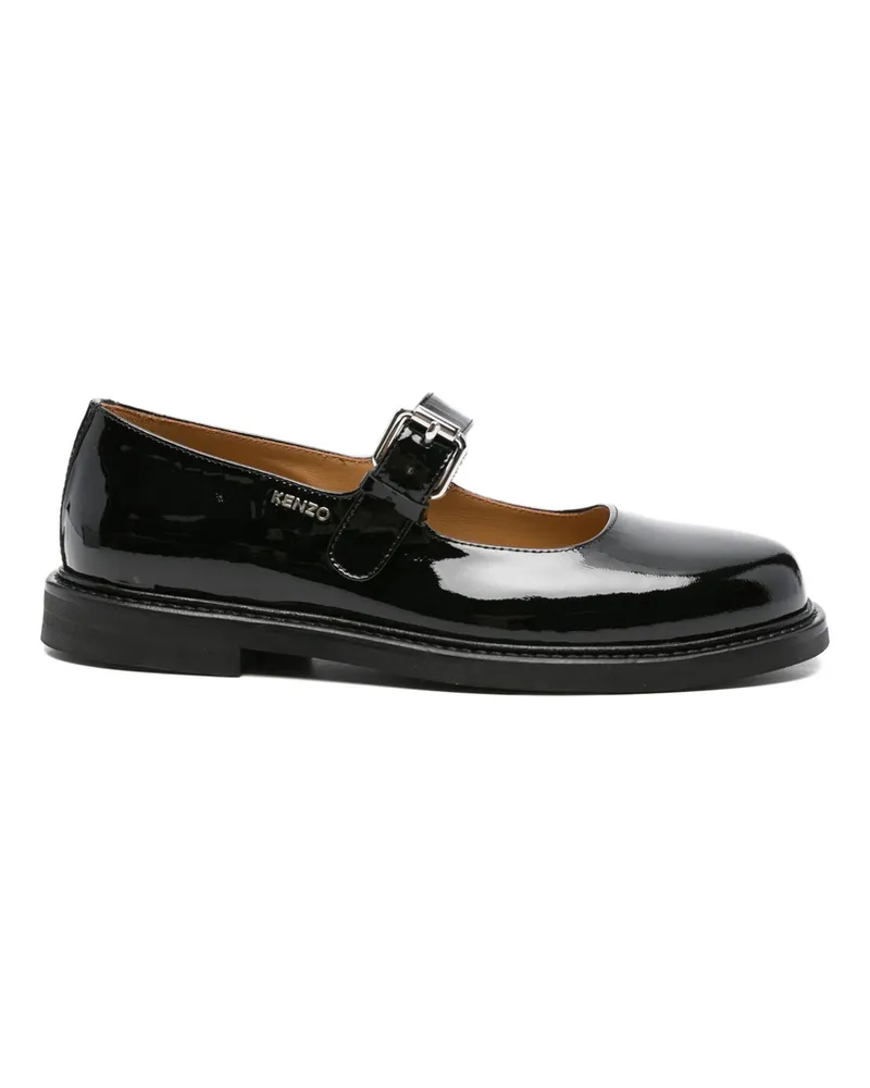 Kenzo Smile Buckle Patent Loafers Black