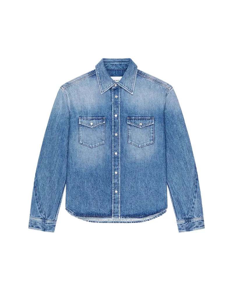 Givenchy Couture Seam Shirt In Shadow Washed Denim Blue