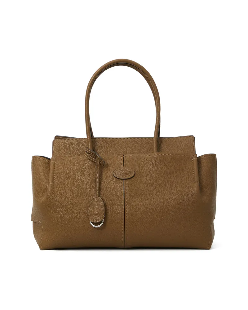 TOD'S Hammered Leather Tote Bag Brown