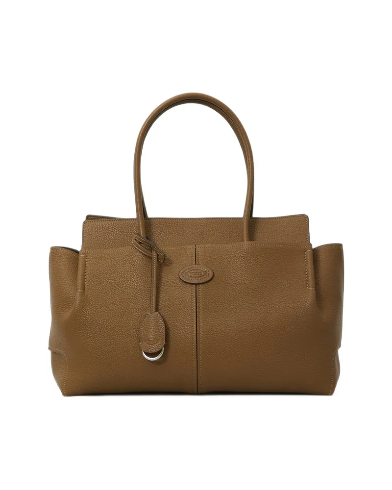 TOD'S Hammered Leather Tote Bag Brown