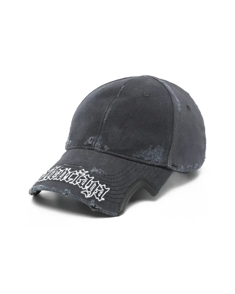 Balenciaga Distressed Logo Cap Blue