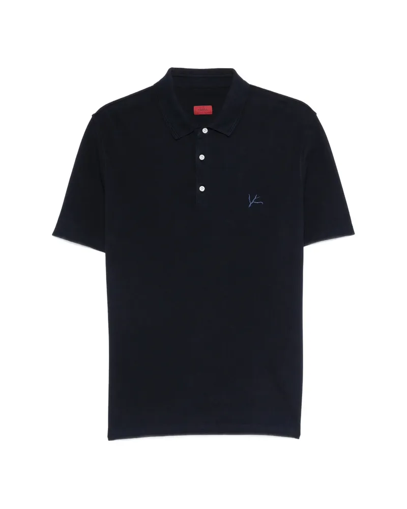 Isaia Logo-detail Polo Shirt Blue