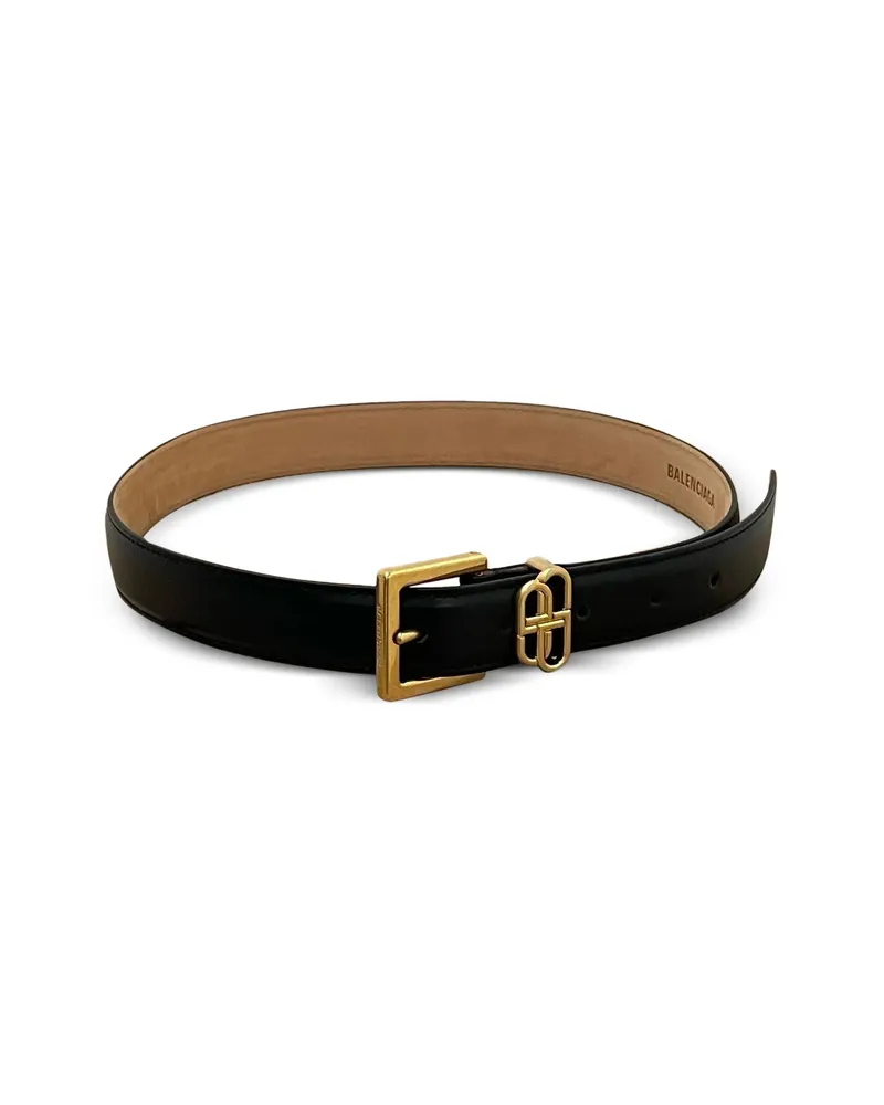 Balenciaga BB Loop Leather Belt Black