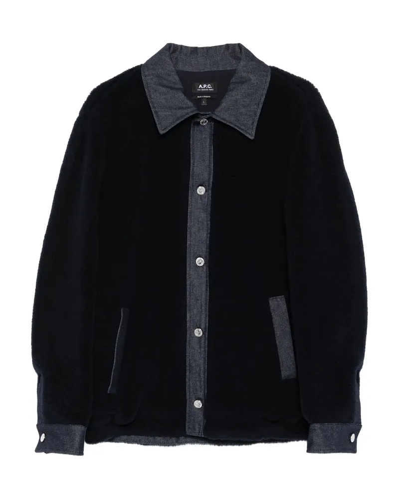 A.P.C. A. p.c. Will Fleece Denim-panel Jacket Blue