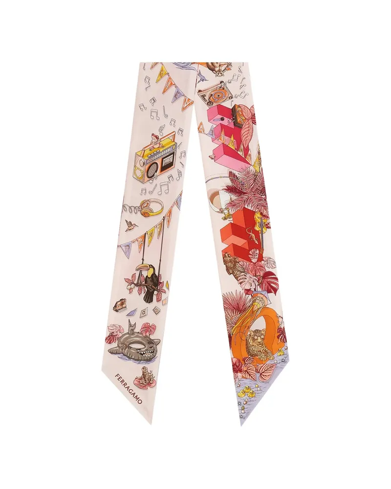 Ferragamo Jungle-Party Print Silk Mini Bandeau Pink