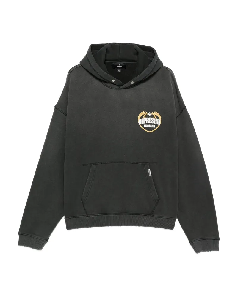 REPRESENT Logo-embroidered Hoodie Grey