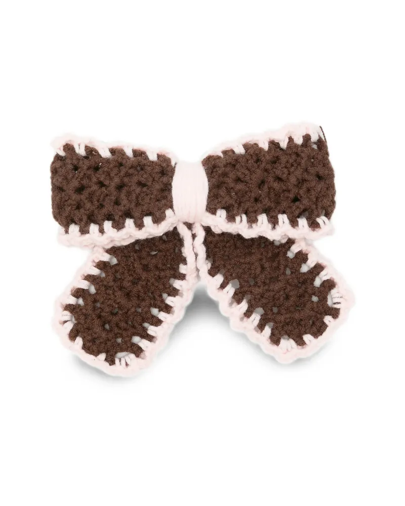 Stine Goya Crochet-knit Bow Hair Clip Brown