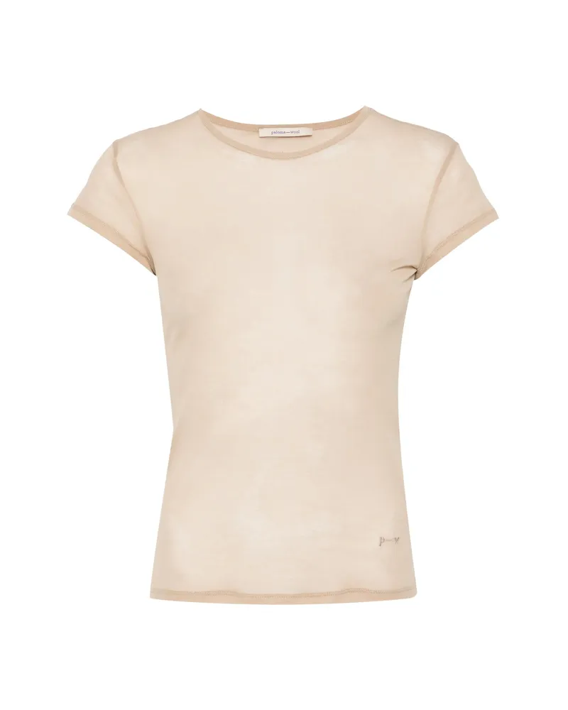 Paloma Wool Oma Semi-sheer Cap-sleeve T-shirt Neutrals