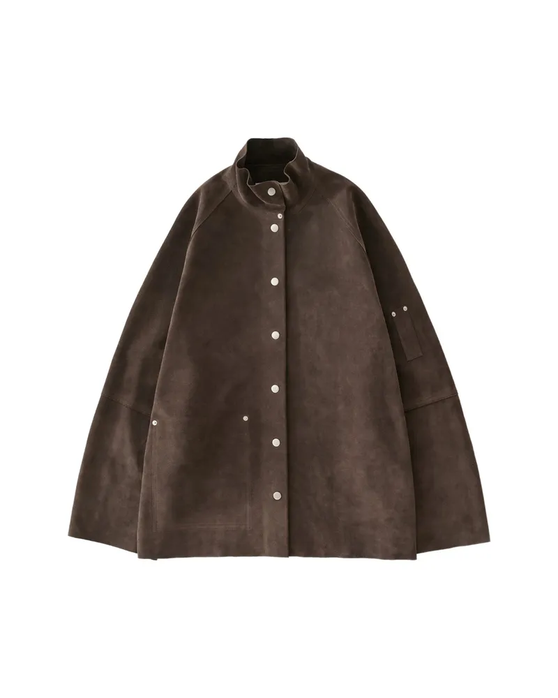 Studio Nicholson Dash Raglan Sleeve Suede Jacket Brown