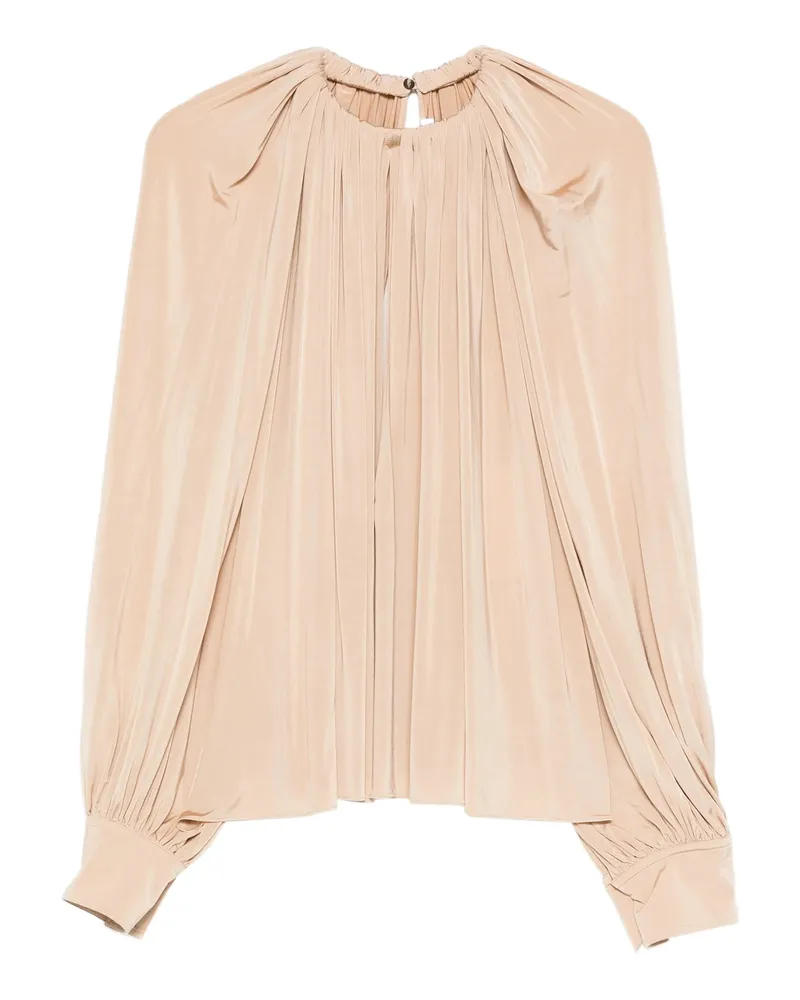 Ferragamo Gathered Long-sleeve Blouse Neutrals