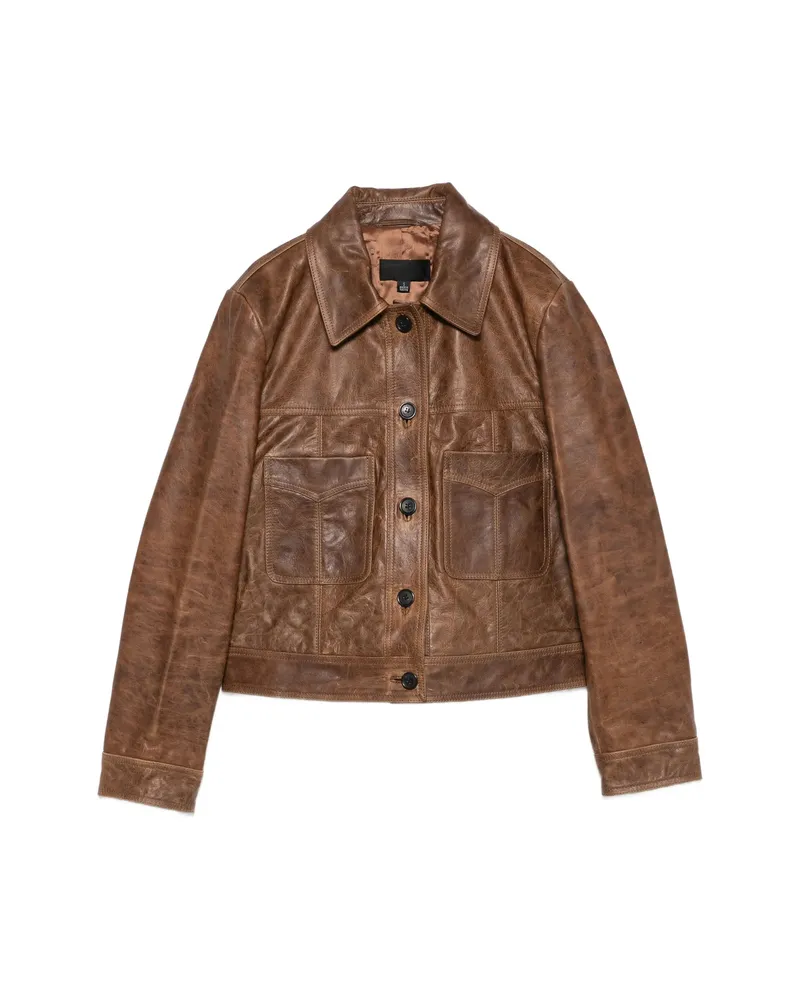 Nili Lotan Susannah Leather Flap-pocket Jacket Brown