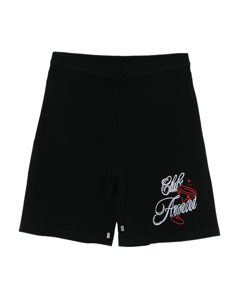 Amiri Embroidered-lettering Shorts Black