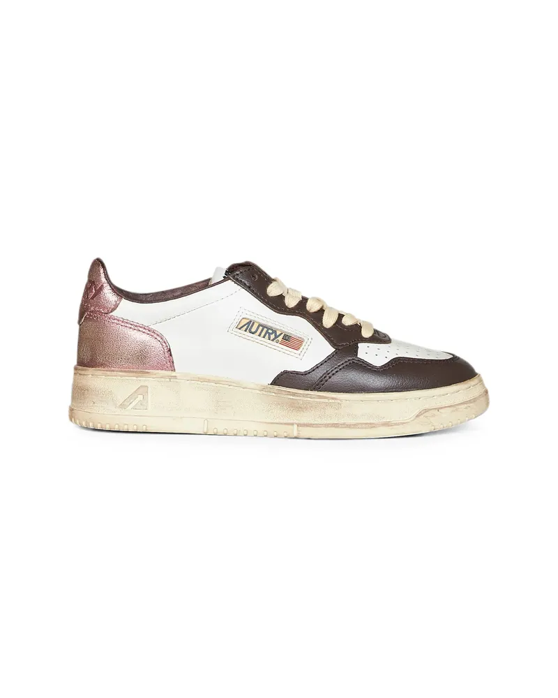 AUTRY Perforated-toe Metallic-insert Sneakers White