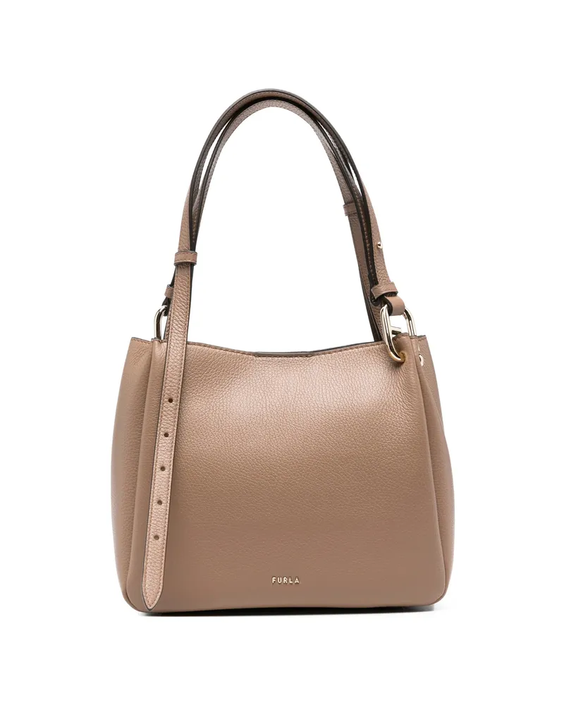 Furla Nuvola Leather Tote Bag Neutrals