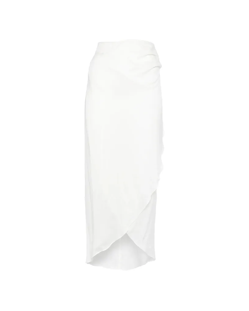 BONDI BORN Ruffled Midi Skirt White