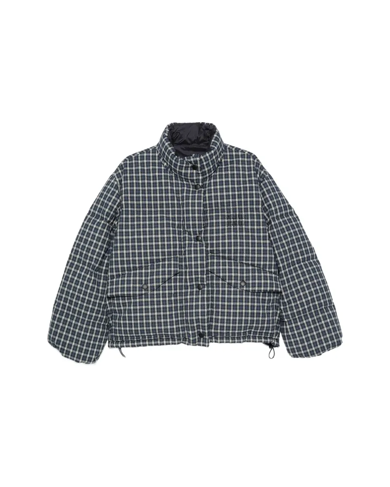 Miu Miu Check-pattern Reversible Jacket Blue